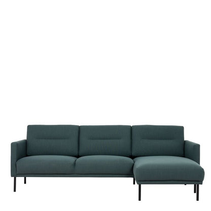 Larvik Chaiselongue Sofa (RH) - Dark Green, Black Legs