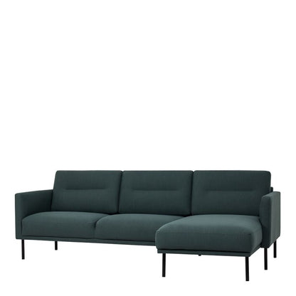 Larvik Chaiselongue Sofa (RH) - Dark Green, Black Legs