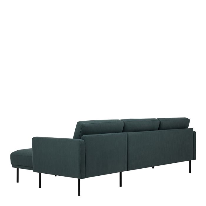 Larvik Chaiselongue Sofa (RH) - Dark Green, Black Legs