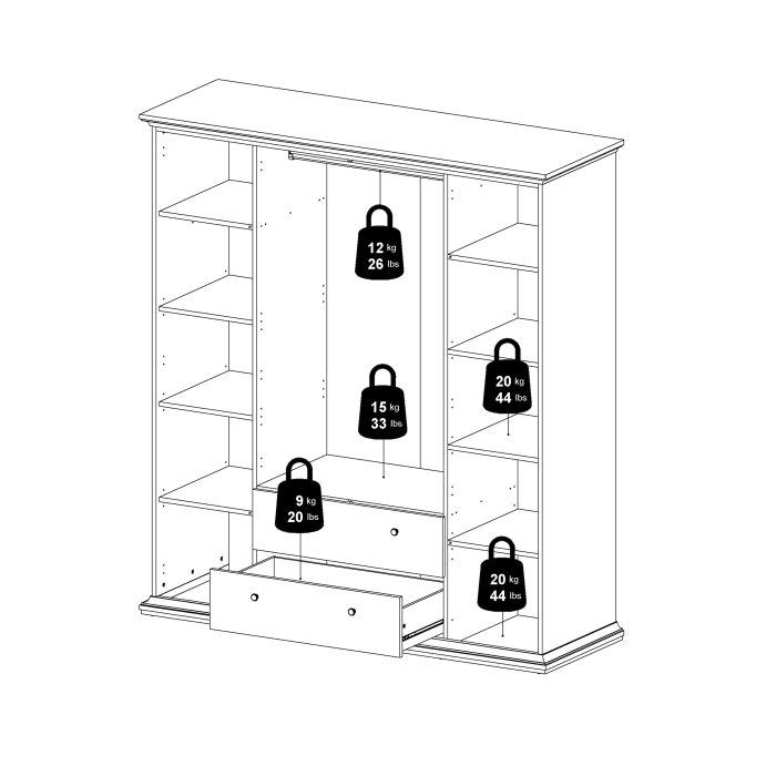 Paris Wardrobe with 4 Doors and 2 Drawers in Matt Grey