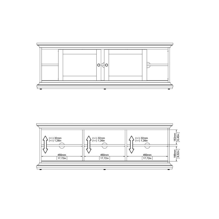 Paris TV-unit 2 frame Doors in White