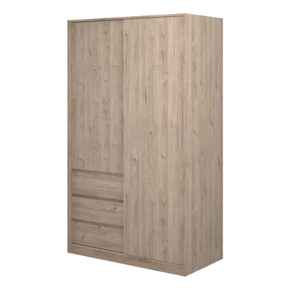 Naia Wardrobe with 1 Sliding Door 1 Door 3 Drawers in Jackson Hickory Oak