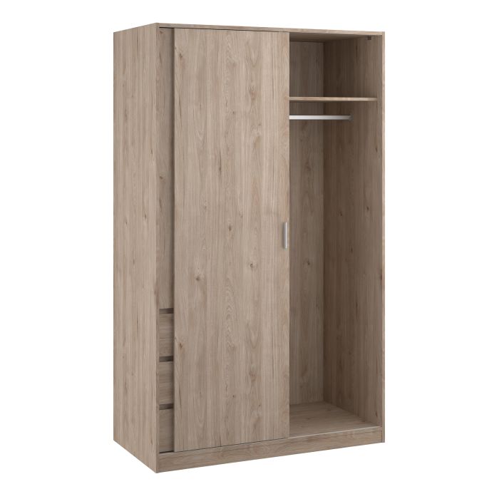 Naia Wardrobe with 1 Sliding Door 1 Door 3 Drawers in Jackson Hickory Oak