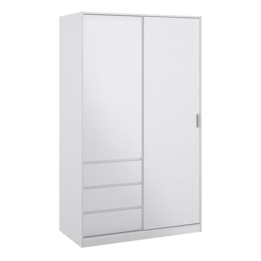 Naia Wardrobe with 1 Sliding Door 1 Door 3 Drawers in White High Gloss