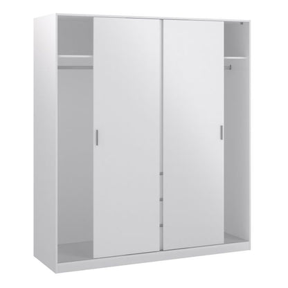 Naia Wardrobe with 2 Sliding Doors 1 Door 3 Drawers in White High Gloss