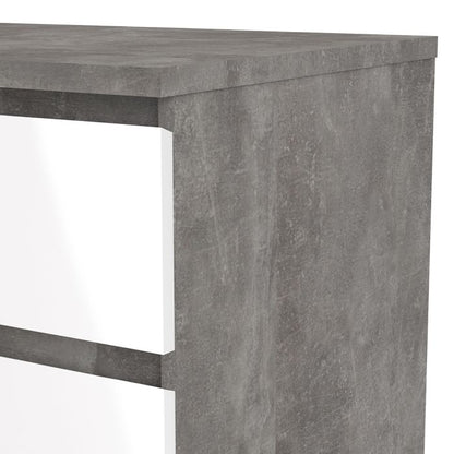 Naia Chest of 5 Drawers in Concrete and White High Gloss