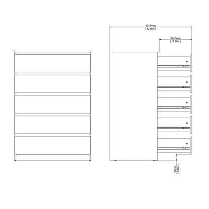 Naia Chest of 5 Drawers in Jackson Hickory Oak