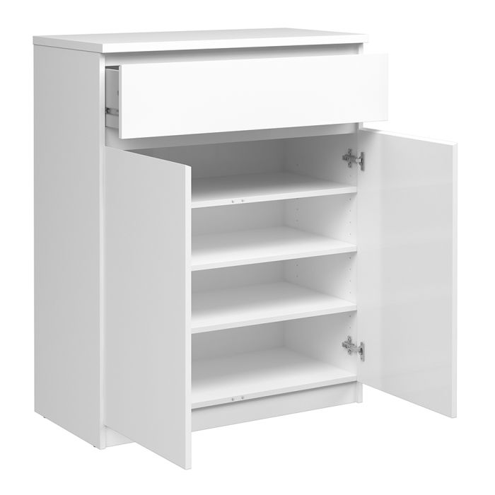 Naia Bedside 3 Drawers in White High Gloss