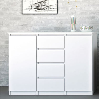 Naia Bedside 3 Drawers in White High Gloss