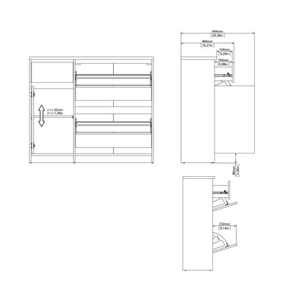 Naia Shoe Cabinet with 2 Flip Down Doors 1 Door and 1 Drawer in Jackson Hickory Oak