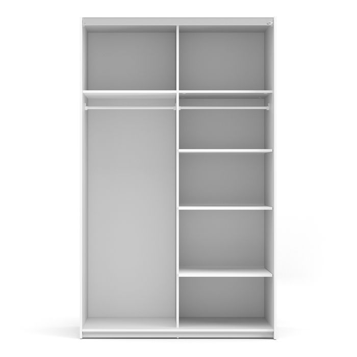 Verona Sliding Wardrobe 120cm in White with White Doors with 5 Shelves