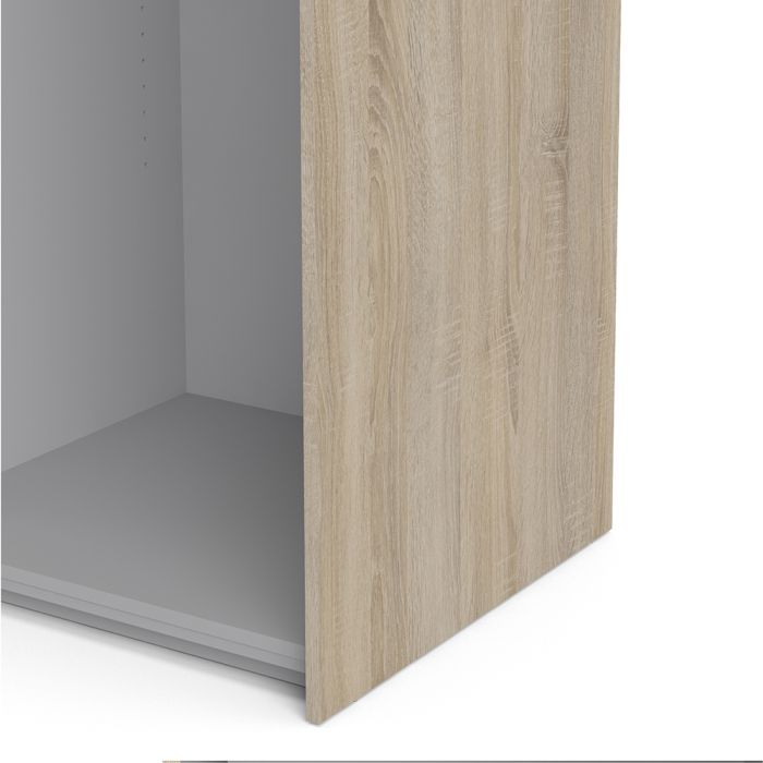 Verona Sliding Wardrobe 120cm in Oak with White Doors with 2 Shelves