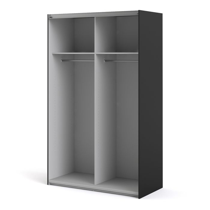 Verona Sliding Wardrobe 120cm in Black Matt with Black Matt Doors with 2 Shelves