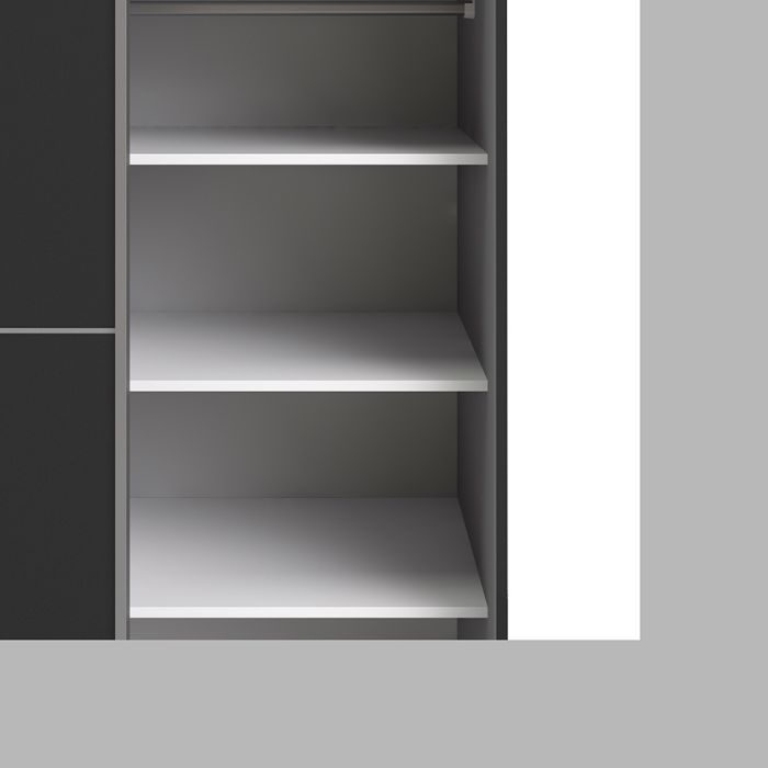 Verona Sliding Wardrobe 120cm in Black Matt with Black Matt Doors with 5 Shelves