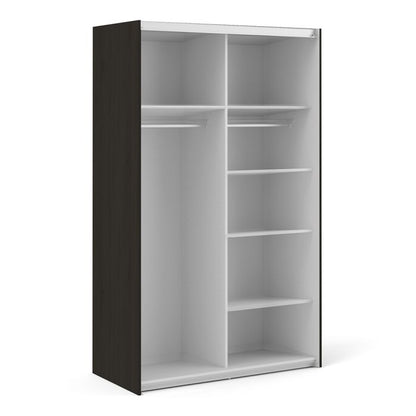 Verona Sliding Wardrobe 120cm in Black Matt with Black Matt Doors with 5 Shelves