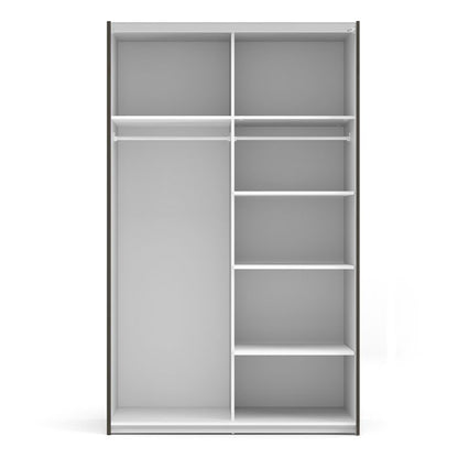 Verona Sliding Wardrobe 120cm in Black Matt with Black Matt Doors with 5 Shelves