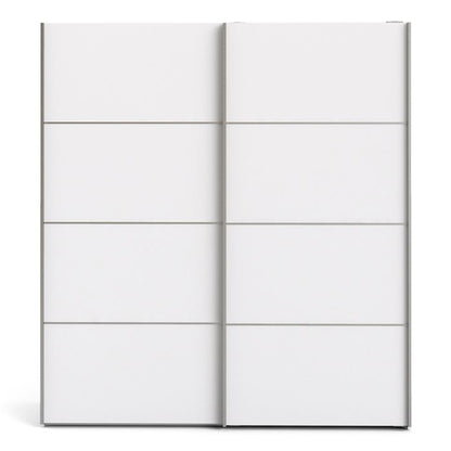 Verona Sliding Wardrobe 180cm in White with White Doors with 2 Shelves