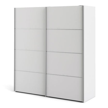 Verona Sliding Wardrobe 180cm in White with White Doors with 5 Shelves