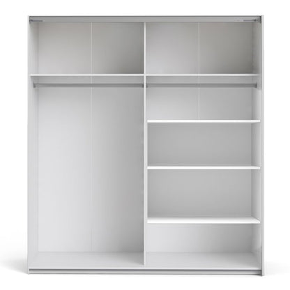 Verona Sliding Wardrobe 180cm in White with White and Oak Doors with 5 Shelves