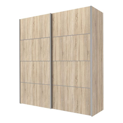 Verona Sliding Wardrobe 180cm in Oak with Oak Doors with 2 Shelves