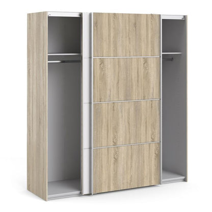 Verona Sliding Wardrobe 180cm in Oak with White and Oak Doors with 2 Shelves