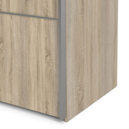 Verona Sliding Wardrobe 180cm in Oak with White and Oak Doors with 2 Shelves