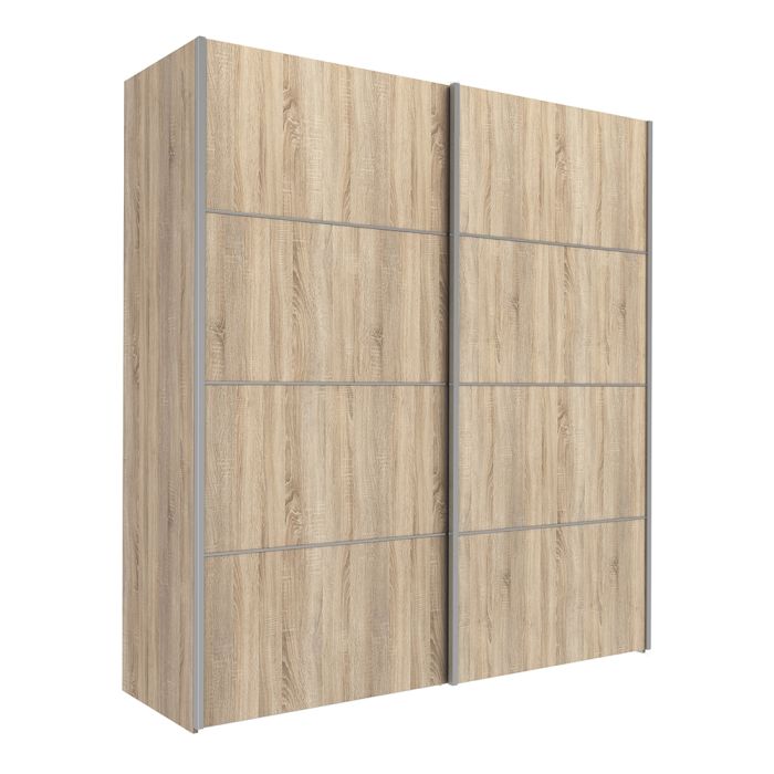 Verona Sliding Wardrobe 180cm in Oak with Oak Doors with 5 Shelves