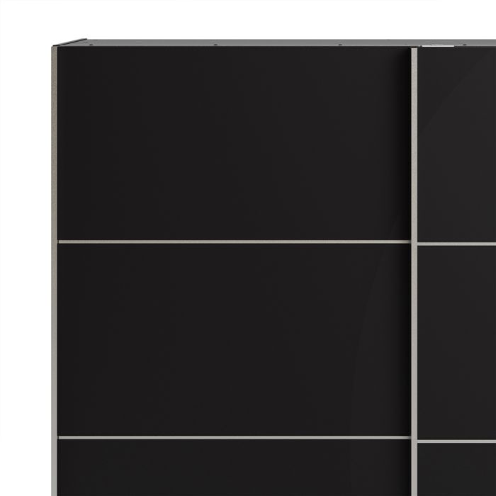 Verona Sliding Wardrobe 180cm in Black Matt with Black Matt Doors with 5 Shelves