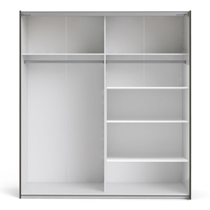 Verona Sliding Wardrobe 180cm in Black Matt with Black Matt Doors with 5 Shelves