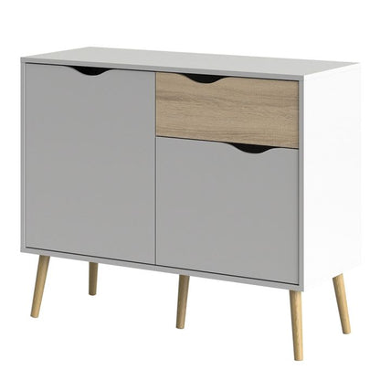 Oslo Sideboard Small 1 Drawer 2 Doors in White and Oak