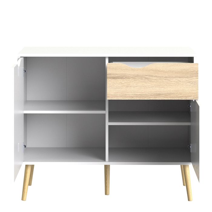 Oslo Sideboard Small 1 Drawer 2 Doors in White and Oak