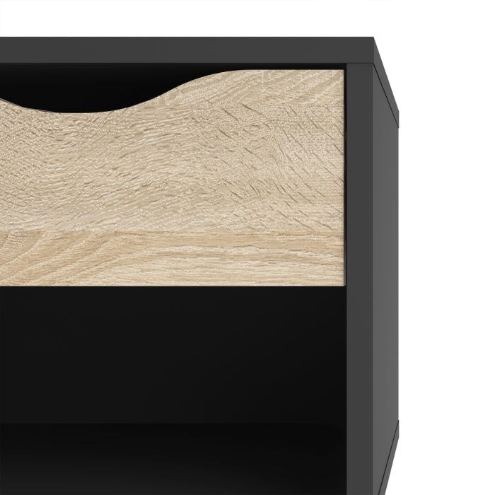 Oslo Bedside 1 Drawer in Black and Oak