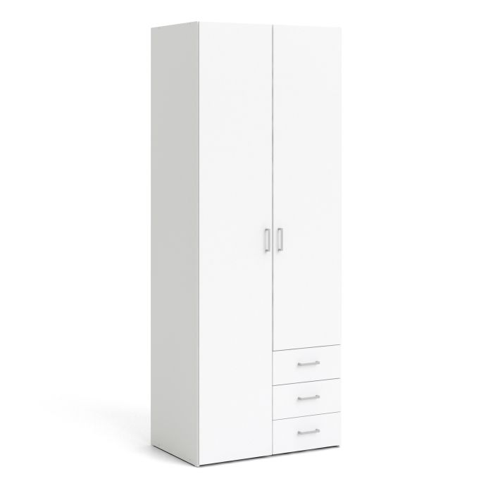 Space Wardrobe 2 Doors 3 Drawers in White 2000