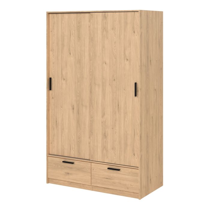 Line Wardrobe with 2 Doors 2 Drawers in Jackson Hickory Oak