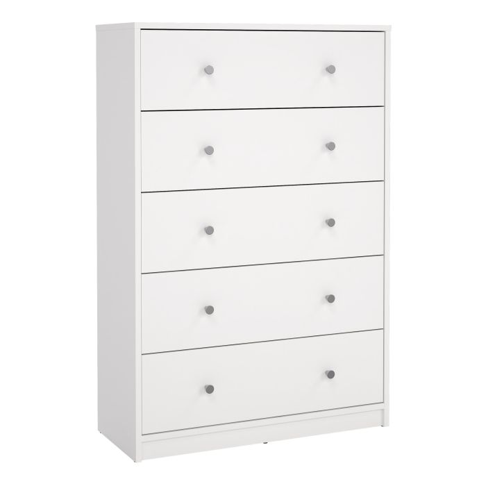 May Chest of 5 Drawers in White