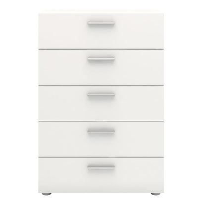 Pepe Chest of 5 Drawers in White