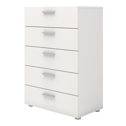 Pepe Chest of 5 Drawers in White