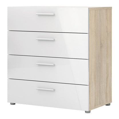 Pepe Chest of 4 Drawers in Oak with White High Gloss