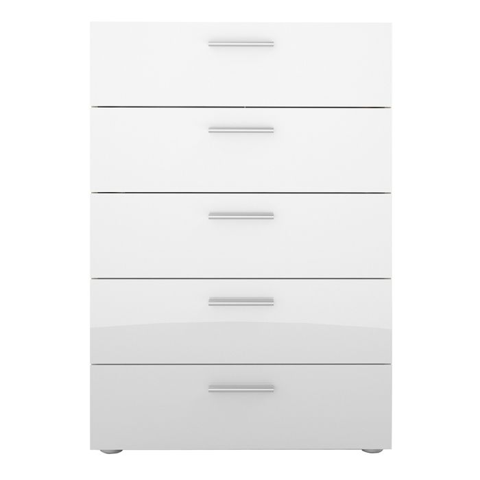 Pepe Chest of 5 Drawers in Oak with White High Gloss