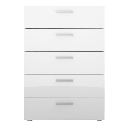 Pepe Chest of 5 Drawers in Oak with White High Gloss