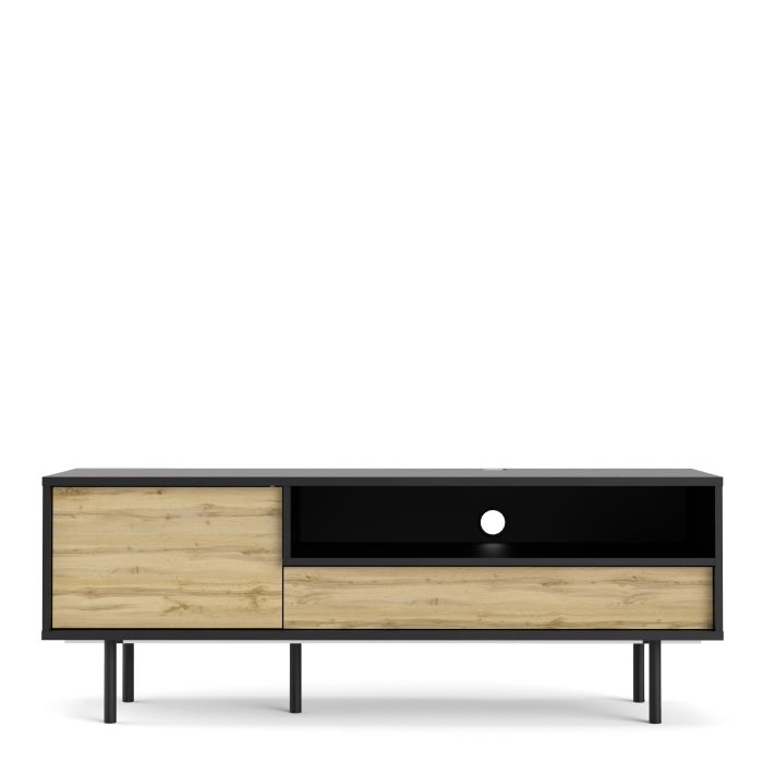 Match TV Unit 1 Door 1 Drawer in Black/Oak