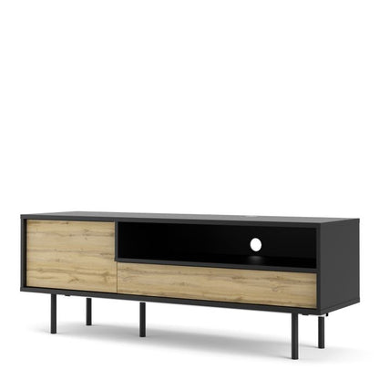 Match TV Unit 1 Door 1 Drawer in Black/Oak