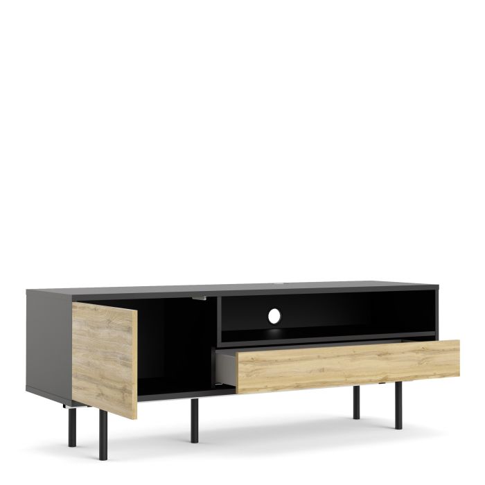 Match TV Unit 1 Door 1 Drawer in Black/Oak