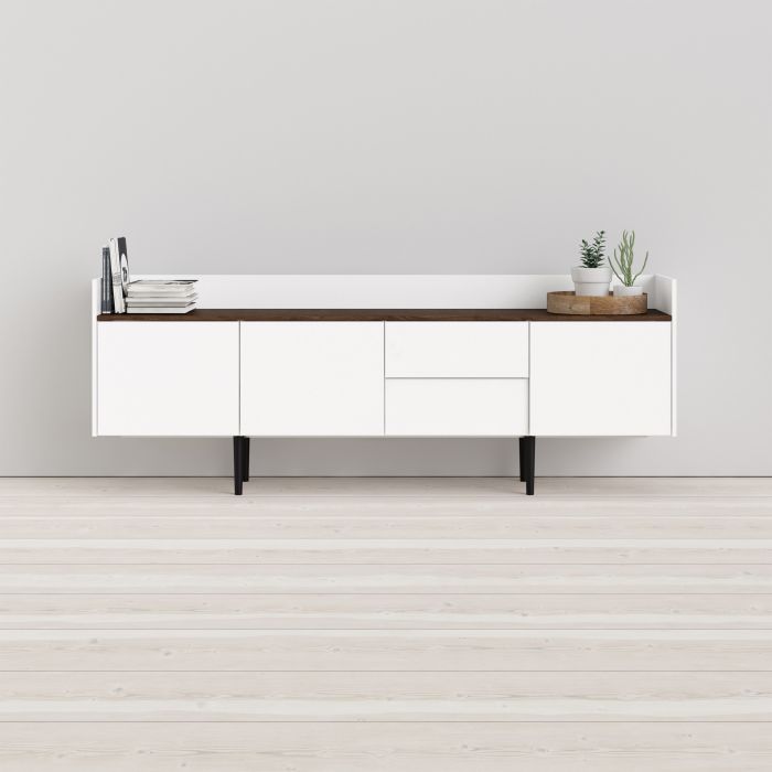 Unit Sideboard 2 Drawers 3 Doors in White and Walnut