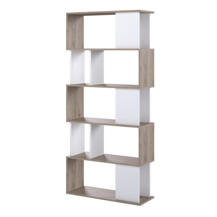 Maze Open Bookcase 4 Shelves in Jackson Hickory Oak and White