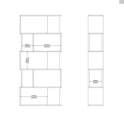 Maze Open Bookcase 4 Shelves in Jackson Hickory Oak and White