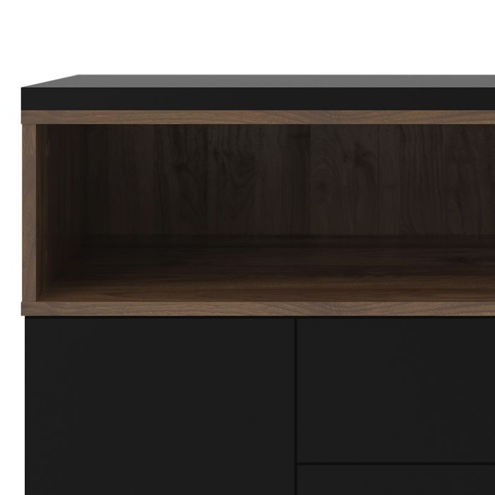 Roomers Sideboard 3 Drawers 3 Doors in Black and Walnut