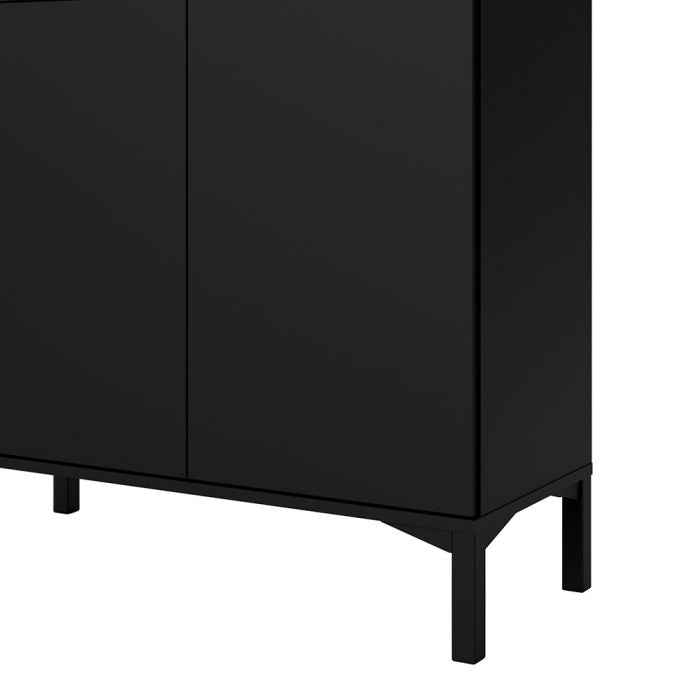 Roomers Sideboard 2 Door 1 Drawer in Black and Walnut