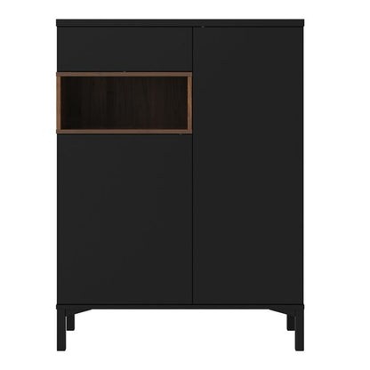 Roomers Sideboard 2 Door 1 Drawer in Black and Walnut