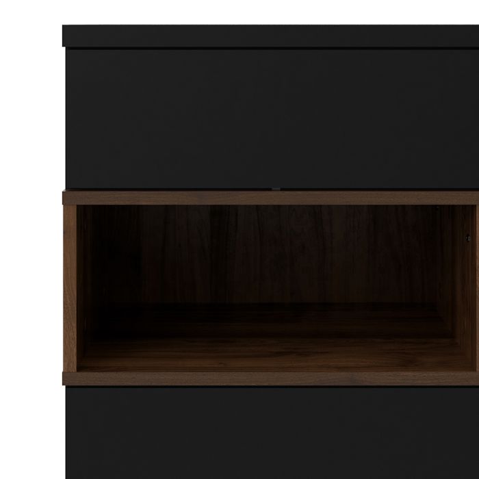 Roomers Sideboard 2 Door 1 Drawer in Black and Walnut